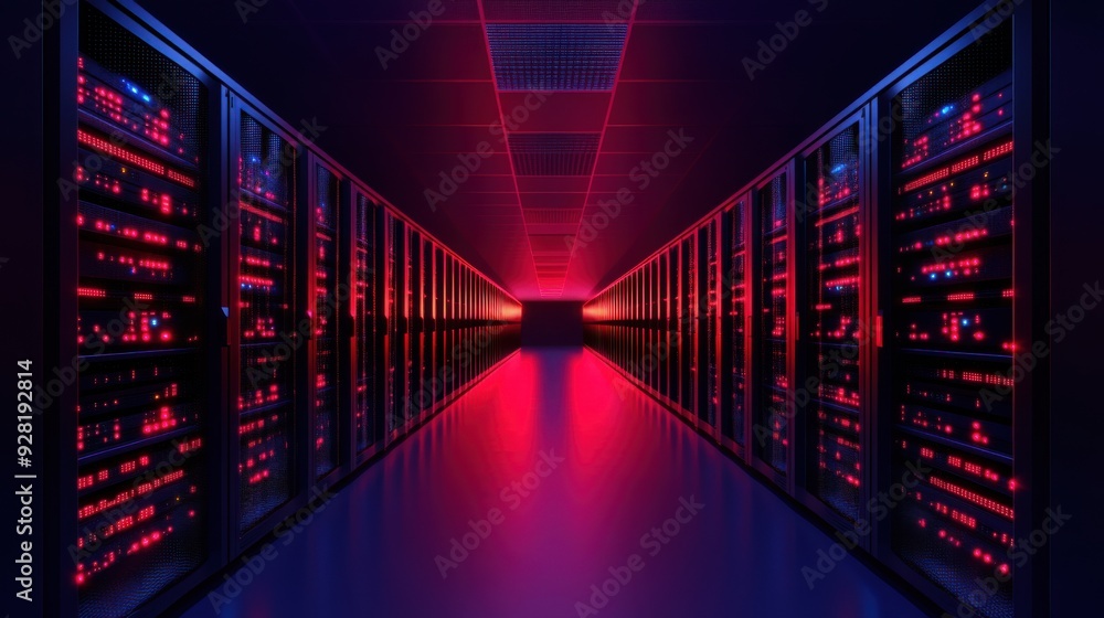 Poster futuristic software-defined infrastructure using virtualization technology in 3d illustration