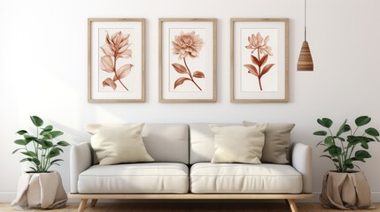 flowers wall art mock up template
