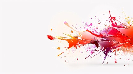 A dynamic abstract background with bold splashes of red, orange, and purple, leaving ample copy space for text.
