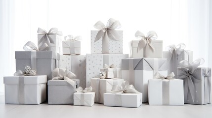 various wrapped gift on white