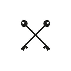 Two crossed long door keys. Vector silhouette on a white background.
