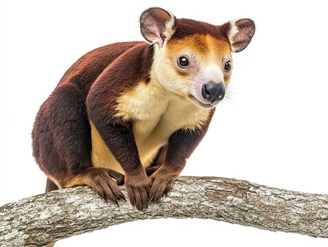 Tree Kangaroo on A Branch Isolated Background