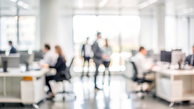 Out of Focus Business Setting - Abstract blur of a business setting with people and office equipment.
