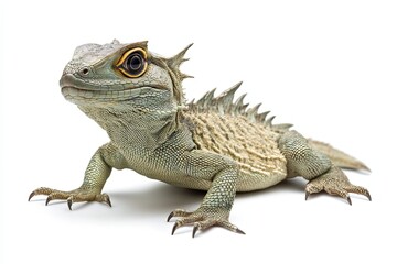 Obraz premium Tuatara Lizard with Sharp Claws and a Yellow Eye