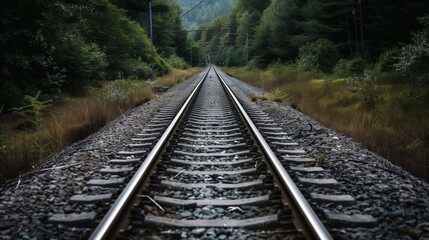 Obraz premium An empty railway track disappearing into the distance.