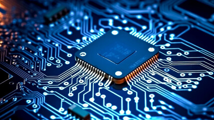 CPU is working the Cyber Technology Concept with Data internet of thing in digital background
