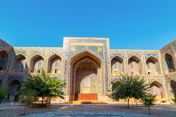 The courtyard of the Sherdor Madrassah on Registan Square.