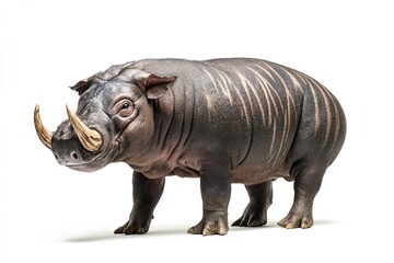 Fototapeta premium A Close-up of a Babirusa with Large Tusks on white