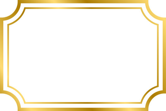 Gold shiny glowing vintage rectangle frame Gold realistic rectangle border for decoration, photo, banner. illustration. 