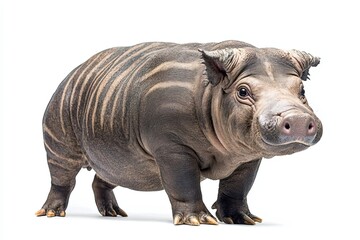 Obraz premium A Striped Piglet Standing on a White Background