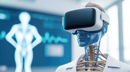 Explore a sleek high-tech medical environment showcasing cutting-edge virtual reality diagnostics for enhanced patient care and innovative solutions.