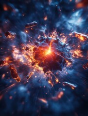 Fototapeta premium Ionizing radiation particles interacting with biological tissues represent a key concept in medical diagnosis.