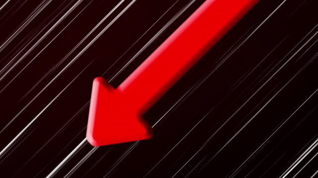 Arrow Going Down Red Line Gradient Background Loop Material.
