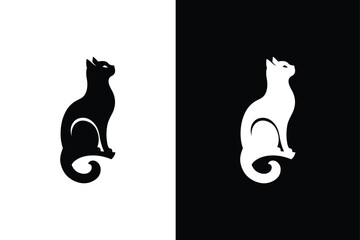 Cat silhouette vector. Cat vector solid icon silhouette illustration black
