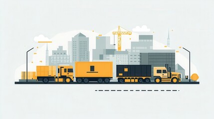 Truck contain cargo, flat design illustration