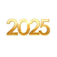 golden 2025 new year text on transparent background