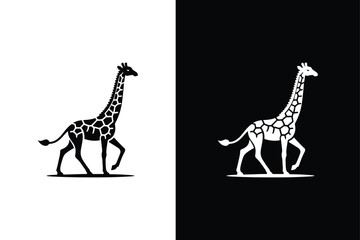 Giraffe icon illustration. Giraffe animal zoo wild icon silhouette vector black white
