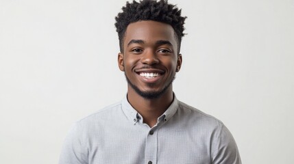 Obraz premium handsome confident cheerful black man smiling on white background