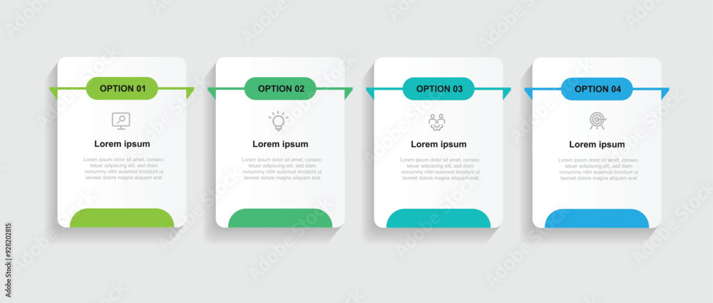 Poster 4 step table process infographic vector element