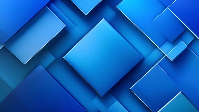 Abstract blue geometric background with overlapping squares and gradients