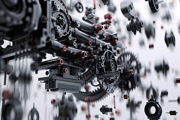 Fototapeta premium Science fiction, future technology, advanced mechanical engineering, Parts with complex mechanical structures