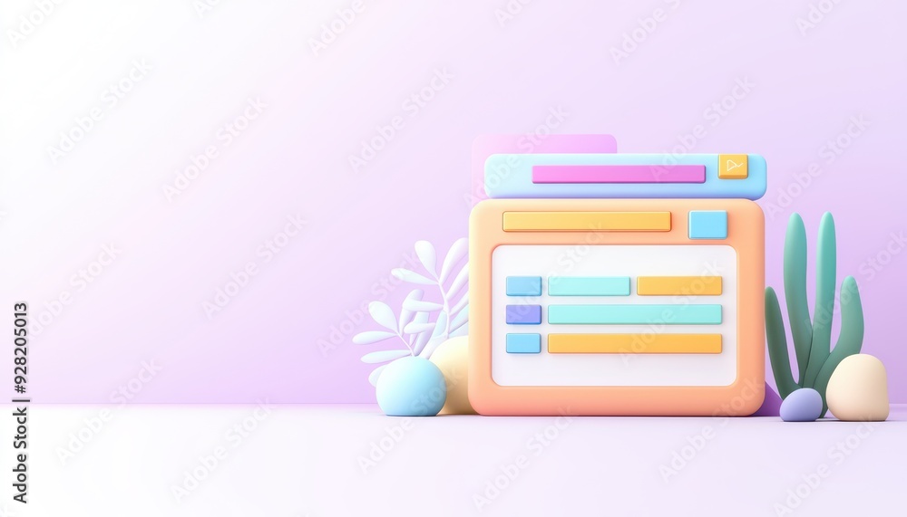 Wall mural a colorful and modern web layout design displayed against a soft pastel background, ideal for digita