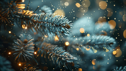 christmas tree and fir with christmas tree decoration and balls