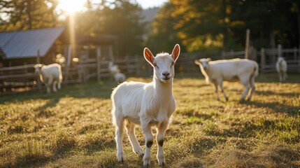 Fototapeta premium sheep farm, bright sunny cute photo