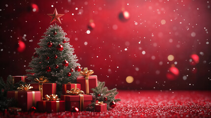 Obraz premium christmas tree and gifts with christmas decoration