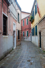 Small street and houses in Venice