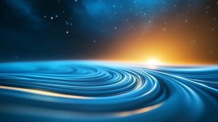 Obraz premium Space Scene With Galactic Elements And Light Waves Intertwining