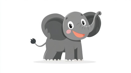 cute cartoon elephant illustration isolated on white background