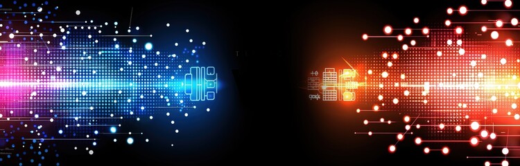 Abstract digital background with binary code and glowing light, showcasing the concept of data processing and artificial intelligence.