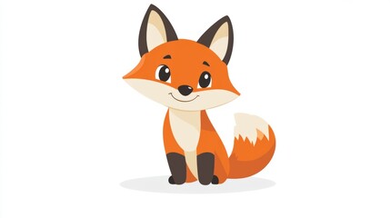 Obraz premium cute cartoon fox illustration isolated on white background