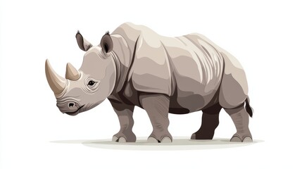 Fototapeta premium cute cartoon rhinoceros illustration isolated on white background