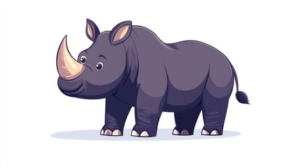 Obraz premium cute cartoon rhinoceros illustration isolated on white background