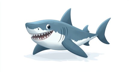 Naklejka premium cute cartoon shark illustration isolated on white background