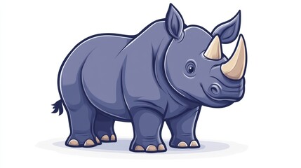 Fototapeta premium cute cartoon rhinoceros illustration isolated on white background