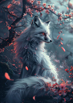 Fantasy Fox in a Magical Forest Setting Generative Art
