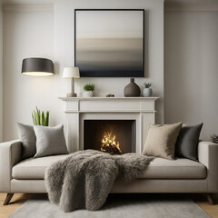 modern living room with sofa and fair place 