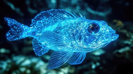 Fototapeta premium Stunning 3D close-up of a bioluminescent fish with a brilliant light show in its oceanic realm