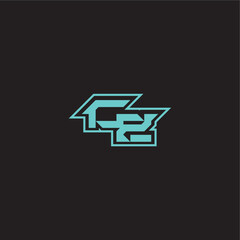 dynamic gaming monogram logo sporty and bold concept CZ blue esport letter