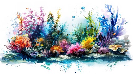 Obraz premium Underwater Wonderland isolated on transparent background