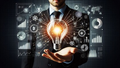 Researh and Development conceptual image showcasing a light bulb as a metaphor for an innovative breakthrough and smart