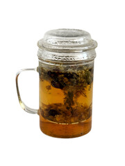 glass cup with tea. Sublimation background. Chinese, Asian style.