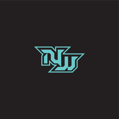 dynamic gaming monogram logo sporty and bold concept NW blue esport letter