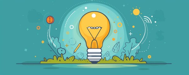 A vibrant light bulb illustration representing creativity and innovative ideas surrounded by colorful elements.