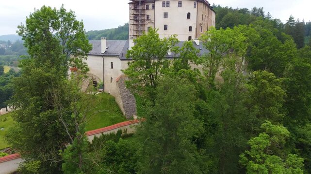 Flying Towards Cesky Sternberk Castle, Czech Republic, Aerial