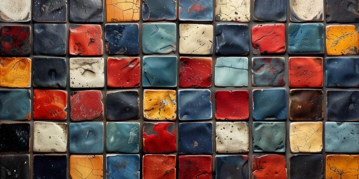 Vibrant Mosaic Artwork, A Collage of Colorful Tiles