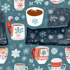 Seamless Holiday Mug Pattern